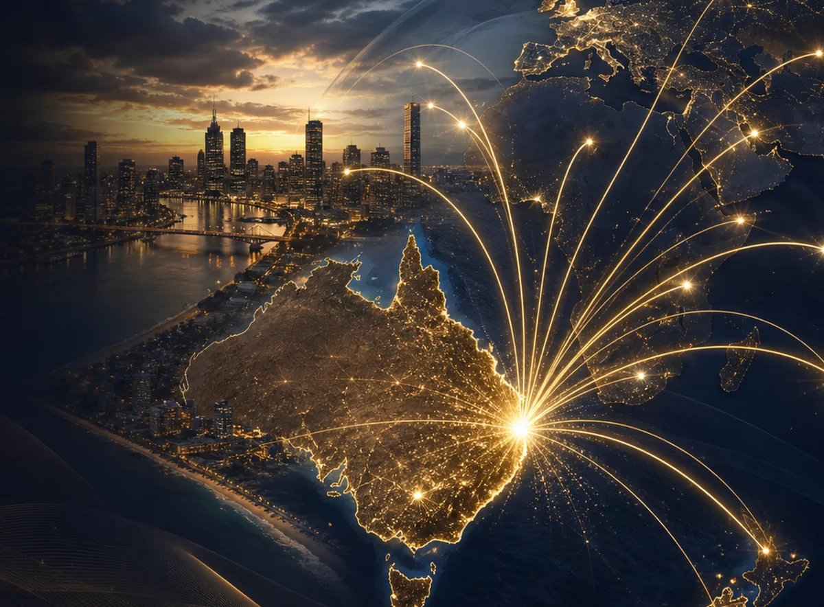 Jively Australia-to-world pathway graphic from South East Queensland